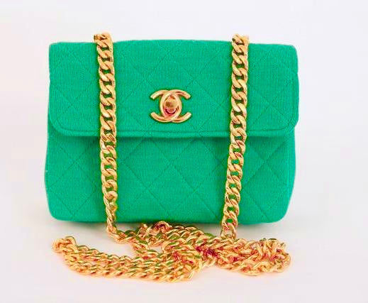 Rare Vintage CHANEL Green Mini Bag at Rice and Beans Vintage