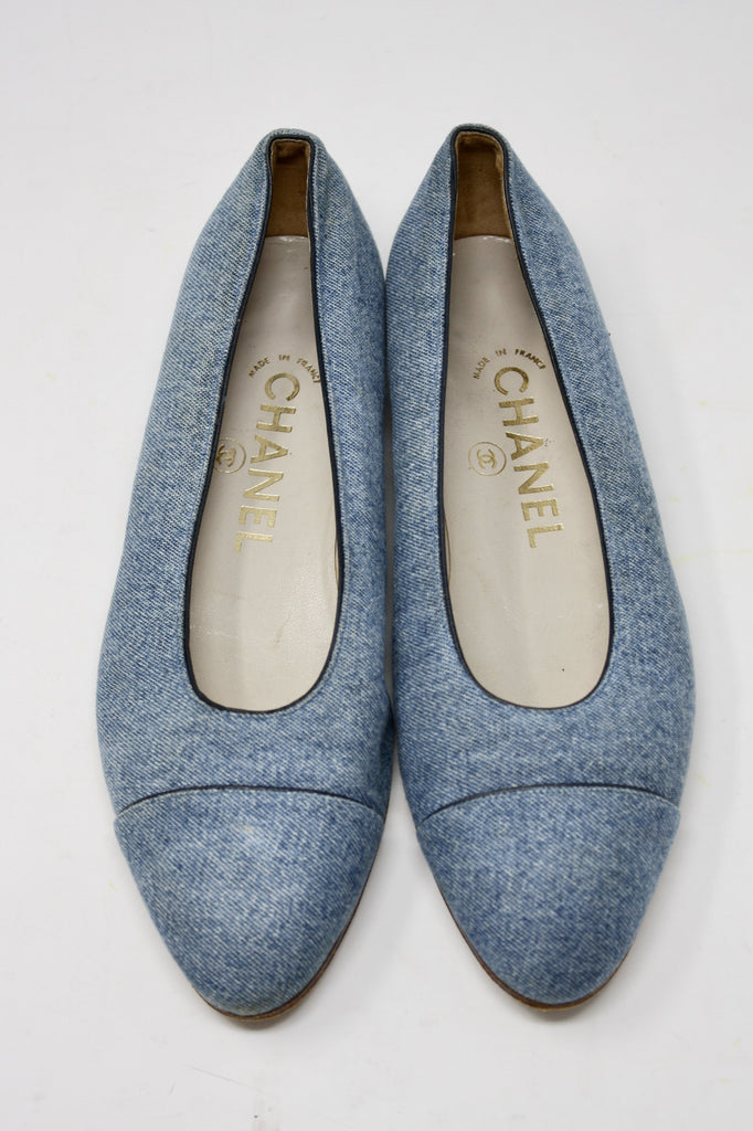 Vintage CHANEL Denim Flats at Rice and Beans Vintage