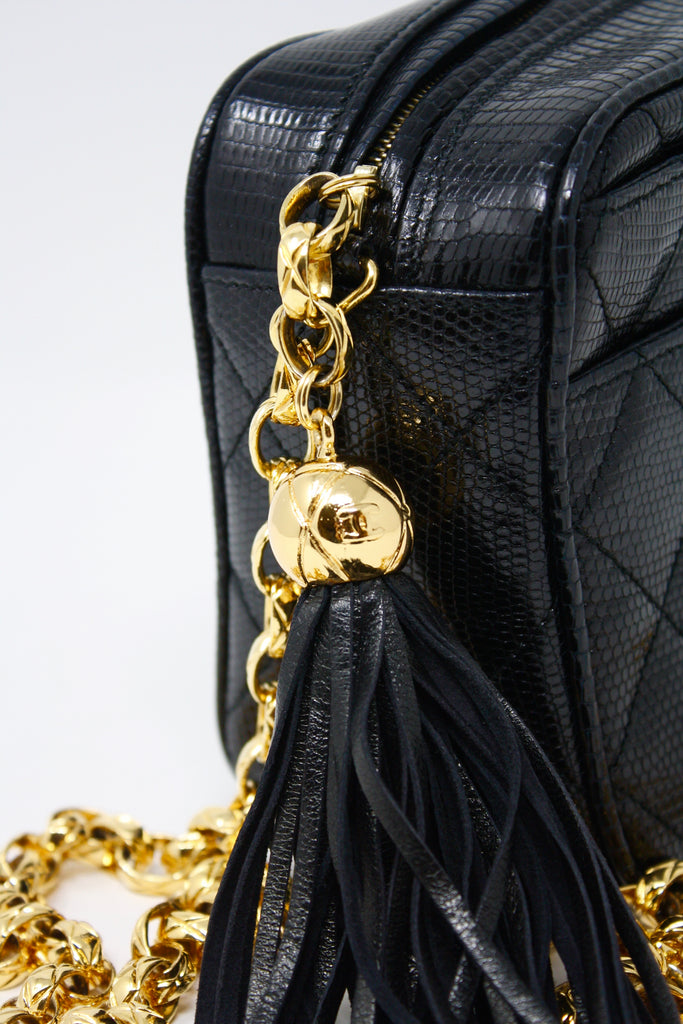 Chanel Black Lizard 'CC' Camera Bag Mini Q6B0G71MK9003