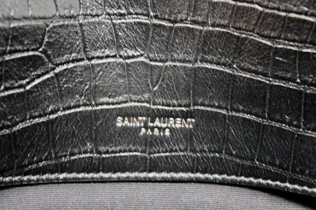 Saint Laurent Calfskin Crocodile Embossed West Hollywood Monogram Fold-Over  Bag – STYLISHTOP