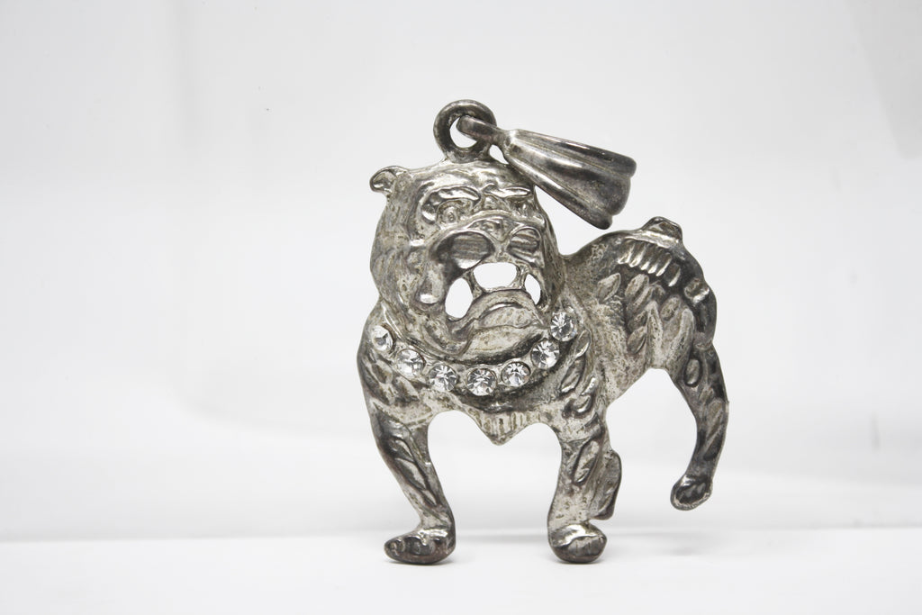 Vintage 80's Rhinestone Bulldog Pendant