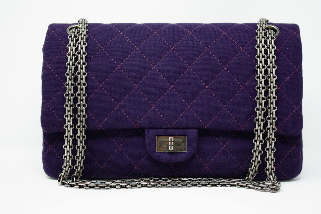 Chanel 07A Purple Knit Fabric Reissue East West Flap Bag – I MISS