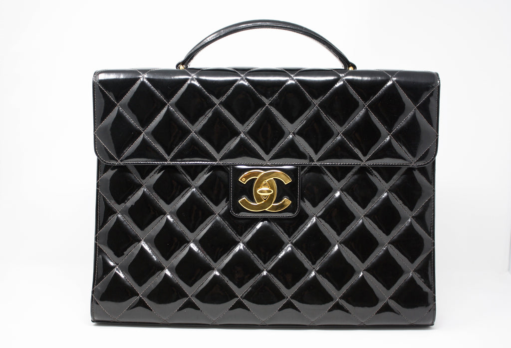 Chanel Black Patent Leather Vintage Briefcase at 1stDibs  chanel briefcase  vintage, vintage chanel briefcase, chanel vintage briefcase