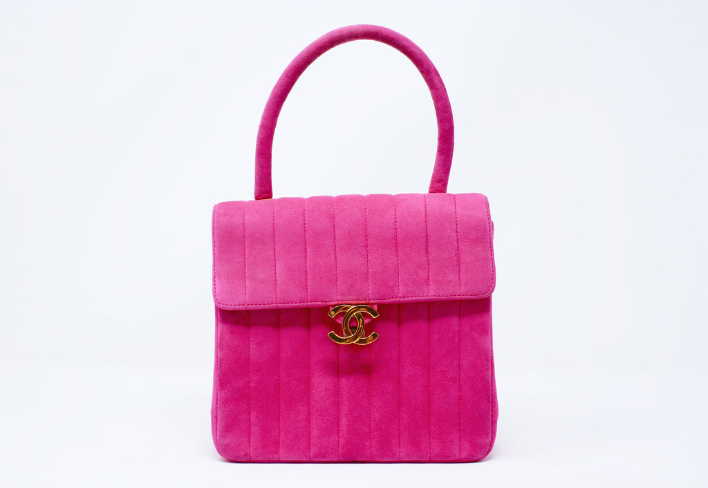 Rare Vintage CHANEL Pink Top Handle Flap Bag