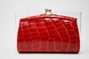 New JUDITH LEIBER Red Crocodile Mini Clutch Bag