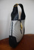 Vintage 80's GUCCI Navy Blue Canvas & Leather GG Monogram Jackie O Bag with Extra Strap Extender